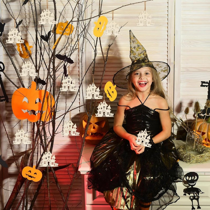 Sophena Wooden Halloween Ornaments to Paint Fall Decoration Cutouts Unfinished 24PCS 3.5 inches, DIY Blank Unfinished Wood Spider Web Ghost Skeleton Ornament for Home Harvest Crafts Hanging Autumn Decorations - Image 5